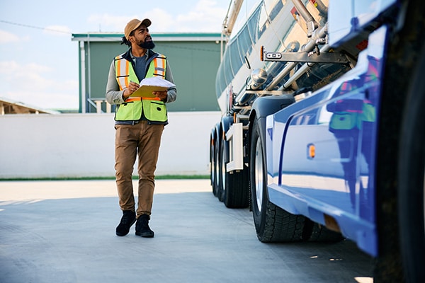 inspecting a semi truck