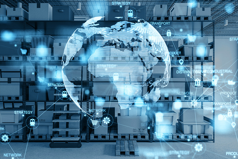 concept of data in a logistics warehouse